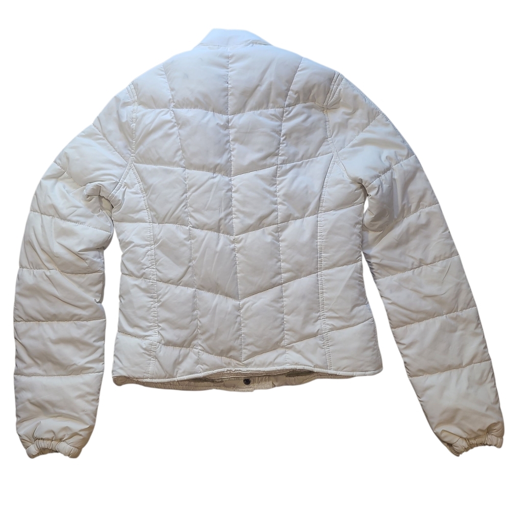 Vintage Hollister White Puffer Jacket Faux Fur Fleece Lined Y2K Women’s L - Picture 4 of 11